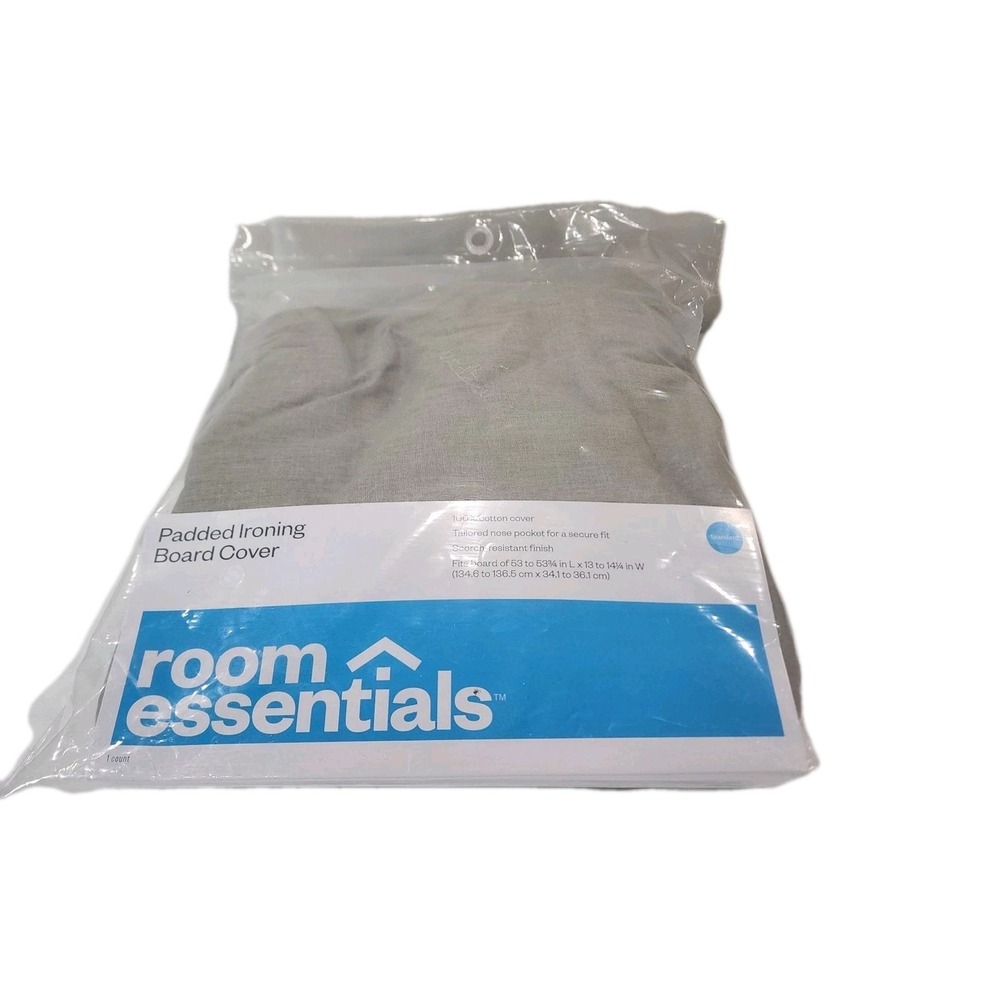 Open Box New Room Essentials Wide Padded Ironing Board Cover 100% Cotton--Grey